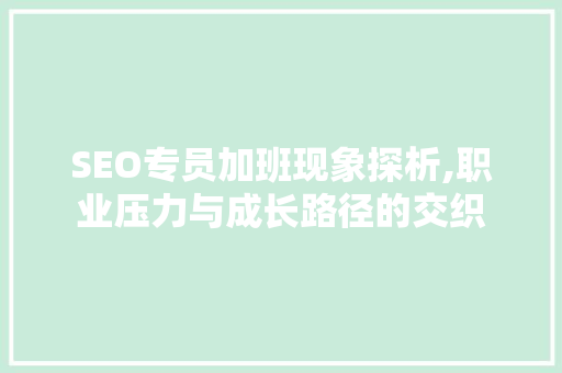 SEO专员加班现象探析,职业压力与成长路径的交织