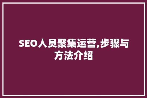 SEO人员聚集运营,步骤与方法介绍 百度算法