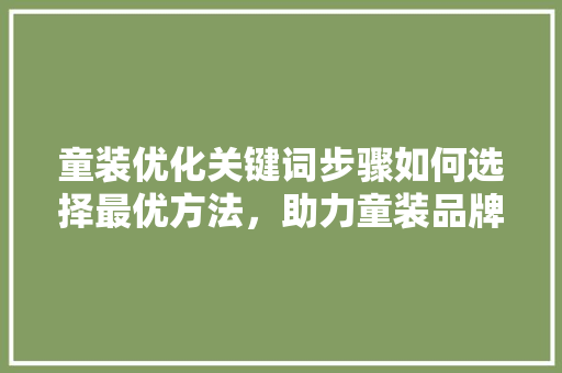 童装优化关键词步骤如何选择最优方法，助力童装品牌腾飞