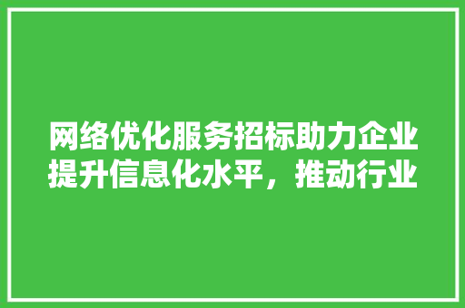 网络优化服务招标助力企业提升信息化水平，推动行业高质量发展