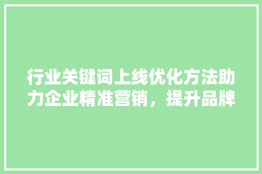 行业关键词上线优化方法助力企业精准营销，提升品牌影响力