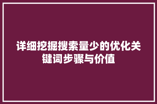 详细挖掘搜索量少的优化关键词步骤与价值