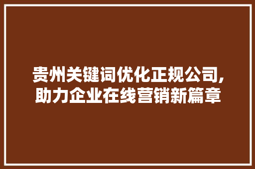 贵州关键词优化正规公司,助力企业在线营销新篇章