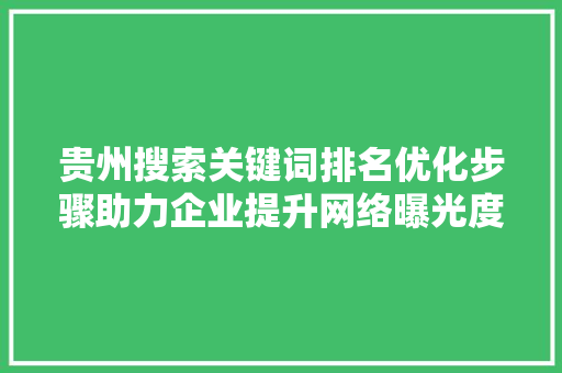 贵州搜索关键词排名优化步骤助力企业提升网络曝光度 网站开发