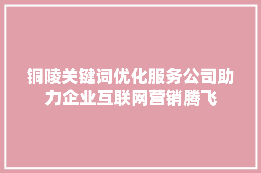 铜陵关键词优化服务公司助力企业互联网营销腾飞 英文谷歌算法