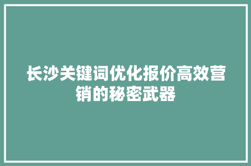 长沙关键词优化报价高效营销的秘密武器 英文谷歌算法