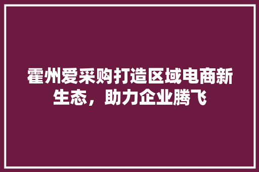 霍州爱采购打造区域电商新生态，助力企业腾飞