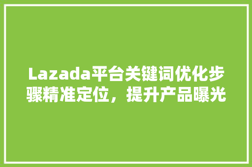 Lazada平台关键词优化步骤精准定位，提升产品曝光度