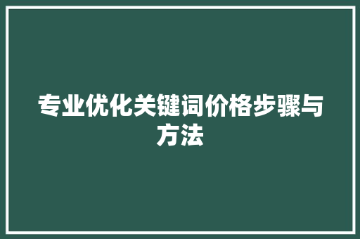 专业优化关键词价格步骤与方法 英文谷歌算法