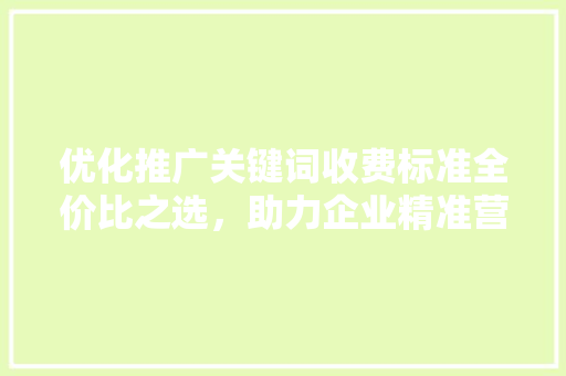 优化推广关键词收费标准全价比之选，助力企业精准营销 英文谷歌算法