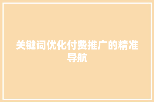 关键词优化付费推广的精准导航