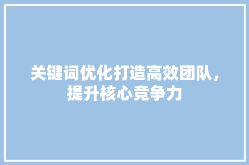 关键词优化打造高效团队，提升核心竞争力