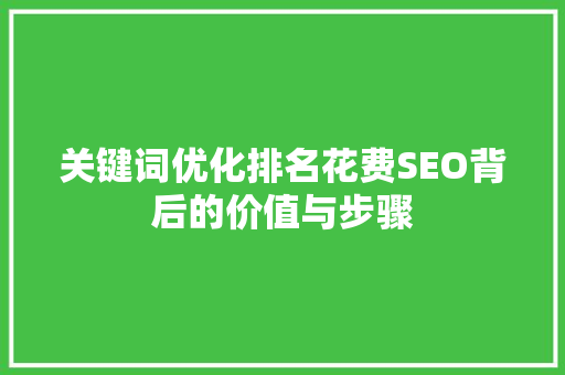 关键词优化排名花费SEO背后的价值与步骤