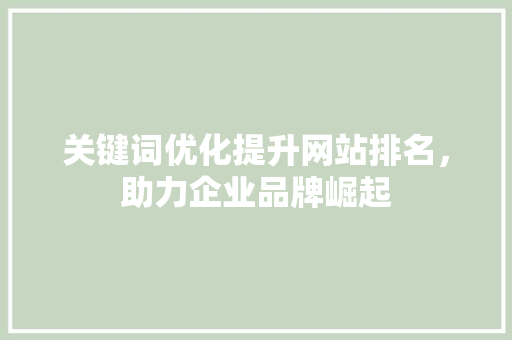 关键词优化提升网站排名，助力企业品牌崛起