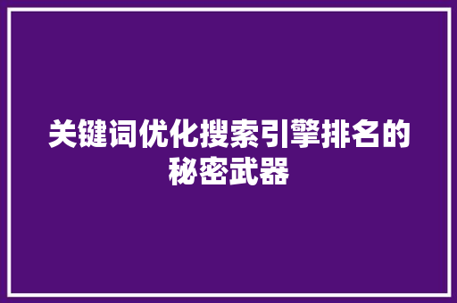 关键词优化搜索引擎排名的秘密武器