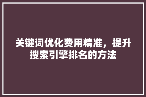 关键词优化费用精准，提升搜索引擎排名的方法