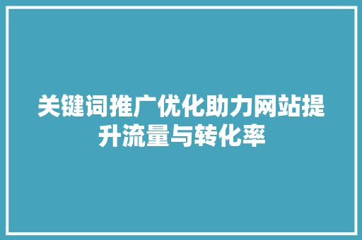 关键词推广优化助力网站提升流量与转化率 网站开发