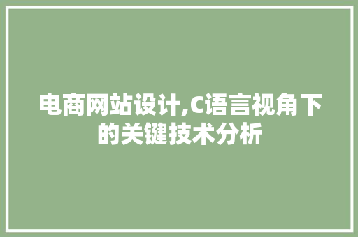 电商网站设计,C语言视角下的关键技术分析 电商网站设计,C语言视角下的关键技术分析 网站开发