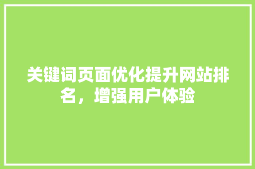 关键词页面优化提升网站排名，增强用户体验 英文谷歌算法