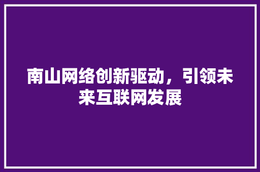 南山网络创新驱动，引领未来互联网发展 AI技术学习