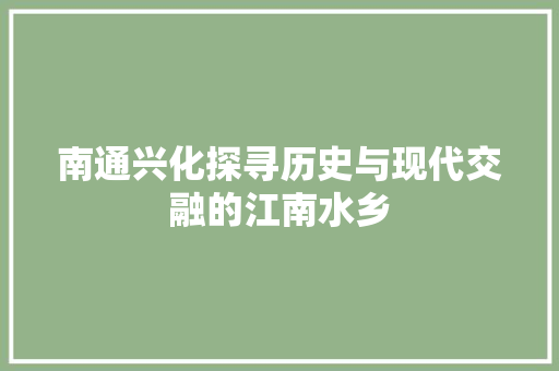 南通兴化探寻历史与现代交融的江南水乡
