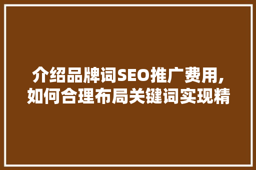 介绍品牌词SEO推广费用,如何合理布局关键词实现精准营销