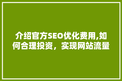 介绍官方SEO优化费用,如何合理投资，实现网站流量与收益的双丰收