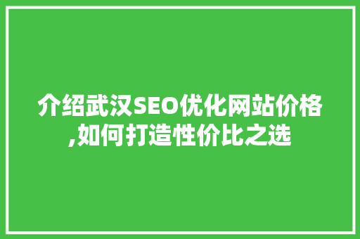 介绍武汉SEO优化网站价格,如何打造性价比之选