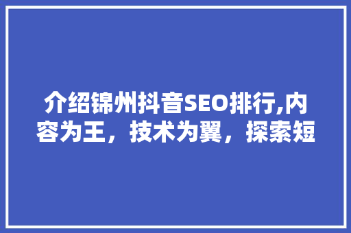 介绍锦州抖音SEO排行,内容为王，技术为翼，探索短视频营销新篇章