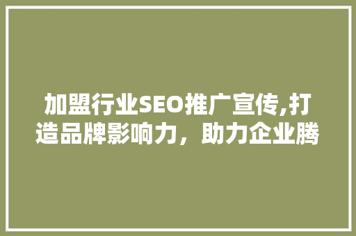 加盟行业SEO推广宣传,打造品牌影响力，助力企业腾飞