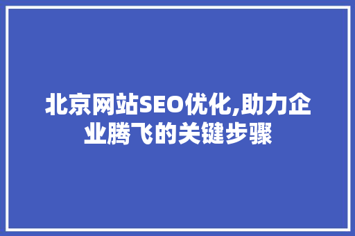 北京网站SEO优化,助力企业腾飞的关键步骤 网站优化