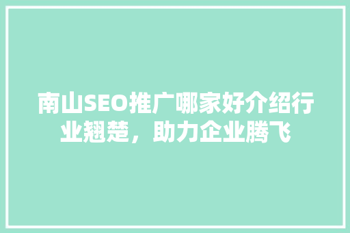 南山SEO推广哪家好介绍行业翘楚，助力企业腾飞 英文谷歌算法