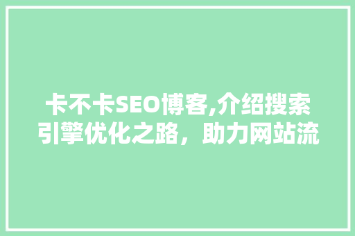 卡不卡SEO博客,介绍搜索引擎优化之路，助力网站流量提升