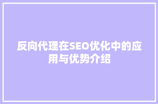 反向代理在SEO优化中的应用与优势介绍 网站优化