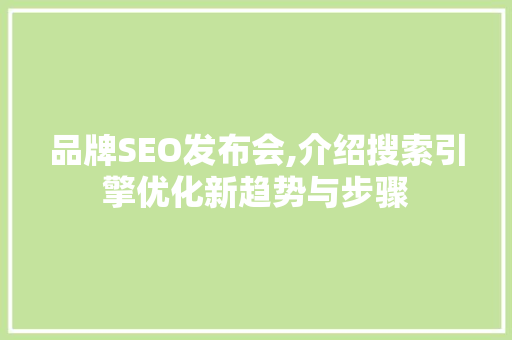品牌SEO发布会,介绍搜索引擎优化新趋势与步骤