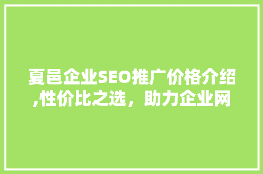 夏邑企业SEO推广价格介绍,性价比之选，助力企业网络营销腾飞