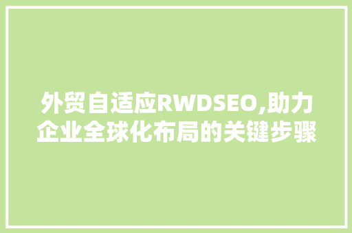 外贸自适应RWDSEO,助力企业全球化布局的关键步骤 英文谷歌算法