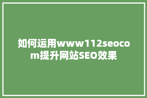 如何运用www112seocom提升网站SEO效果