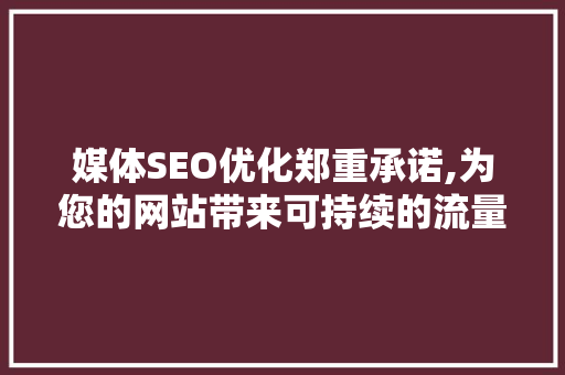 媒体SEO优化郑重承诺,为您的网站带来可持续的流量与品牌价值