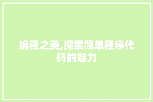 编程之美,探索简单程序代码的魅力