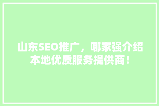 山东SEO推广，哪家强介绍本地优质服务提供商！
