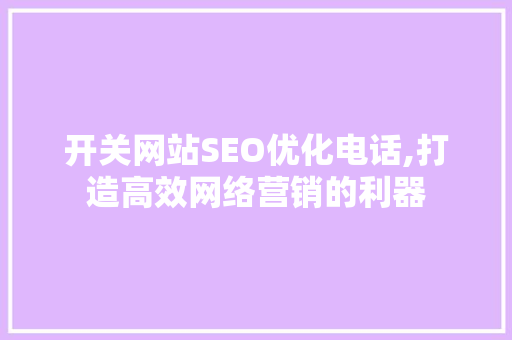 开关网站SEO优化电话,打造高效网络营销的利器