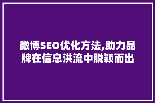 微博SEO优化方法,助力品牌在信息洪流中脱颖而出
