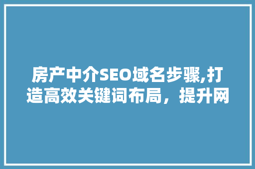 房产中介SEO域名步骤,打造高效关键词布局，提升网站流量与转化率 网站优化