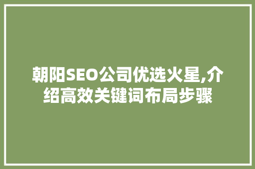 朝阳SEO公司优选火星,介绍高效关键词布局步骤