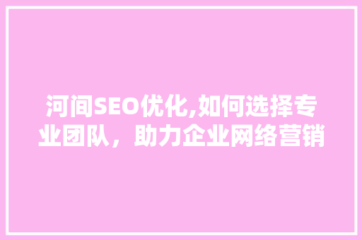 河间SEO优化,如何选择专业团队，助力企业网络营销腾飞