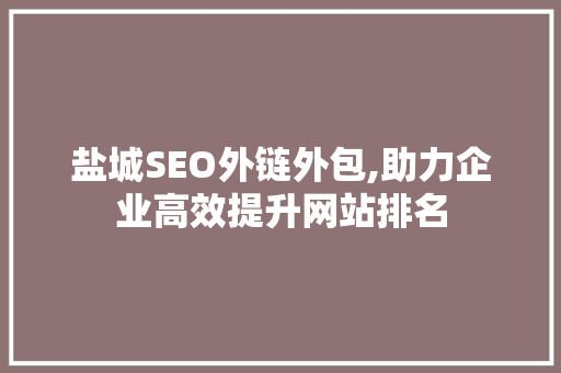 盐城SEO外链外包,助力企业高效提升网站排名