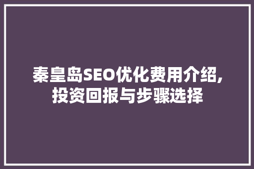 秦皇岛SEO优化费用介绍,投资回报与步骤选择