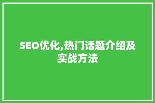 SEO优化,热门话题介绍及实战方法 seo技术