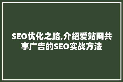 SEO优化之路,介绍爱站网共享广告的SEO实战方法